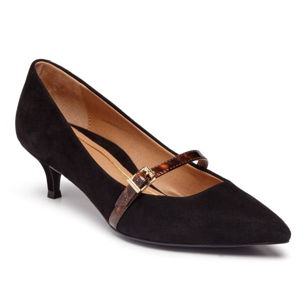 Vionic Heels Ireland - Minnie Kitten Heel Black - Womens Shoes Ireland | MSEXI-9370